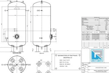 SFSP-10000L general arrangement drawing — 10,000 L vertical air receiver