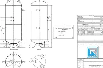 SFSP-1000L general arrangement drawing — 1,000 L vertical air receiver