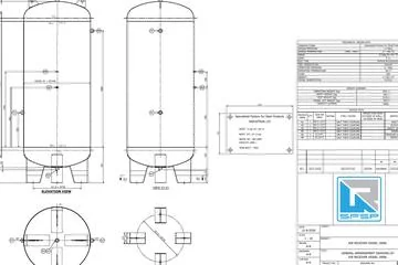 SFSP-2000L general arrangement drawing — 2,000 L vertical air receiver