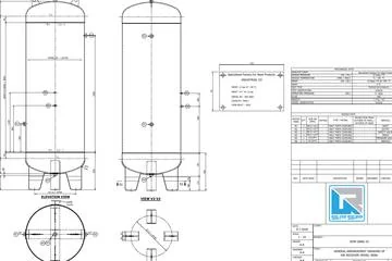 SFSP-3000L general arrangement drawing — 3,000 L vertical air receiver