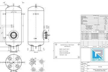 SFSP-6000L general arrangement drawing — 6,000 L vertical air receiver